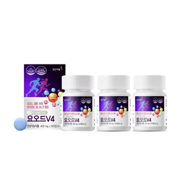 Supplement for the whole family Iodine V4 Thyroid Supplement Chronic Fatigue Iodine Supplement Selenium Zinc Vitamin D Vitamin B, 360 tablets/12 months supply, 6 bottles