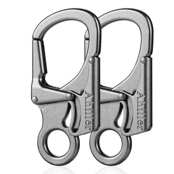 Carabiner, Fashionable Latch, Double Anti-Miss Opening Locking Design, Alloy Multi-functional Carabiner, Small, Outdoor, Camping, Ultralight Canabira Mountaineering Keychain [Gunmetal Gray, 2 Pieces]