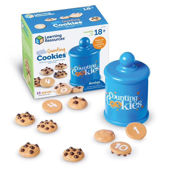 Learning Resources Smart Counting Cookies - 13 Pieces, Ages 18+ Months Toddler Counting & Sorting Skills, Toddler Math Learning Toys, Play Food for Toddlers, Chocolate Chip Cookies