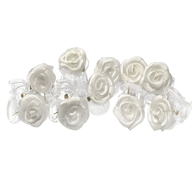 Weiß Rosen Blumen Haarclip Haarspange, Rosen Haarklammer, 10 Pcs Brauthaarschmuck für Frauen Mädchen