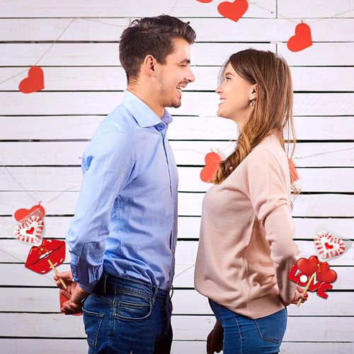 Valentine's Day Lollipop Holder Paper Tags Red Heart Flower Candy Wrappers Card Decorations Craft Label Wedding Home DIY Party Supplies 8 Pcs