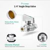 Minimprover 4 Pack Premium Brass 1/4" Compression x 1/4" Compression Angle Valve Quarter Turn Water Straight Angle Valve