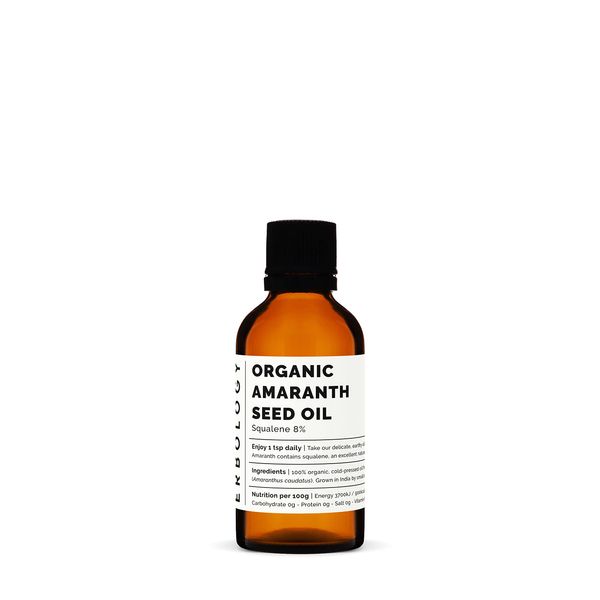 100% Organic Amaranth Oil 50ml - Cold-Pressed - Premium Quality - Rich in Squalene and Vitamin E - Regenerate and Nourish - Non-GMO - No Additives or Preservatives - Recyclable Glass Bottle