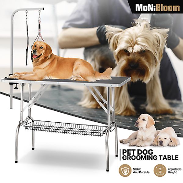 43"Folding Pet Grooming Table Dog Cat Hair Trimming Drying Desk w/Adjustable Arm