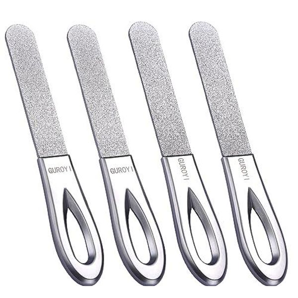 Exclusive to our store! Enter to get 5x points GUROYI nail file, nail polisher, made of high-quality emery stainless steel, double-sided sharpening, diamond file, emery board, nail file, set of 4