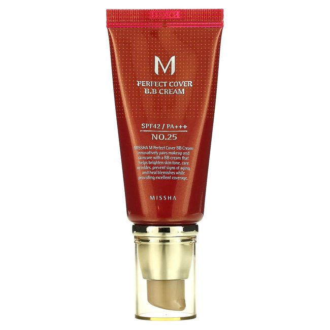 M Perfect Cover B.B Cream, SPF 42 PA+++, No. 25 Warm Beige, 1.7 oz (50 ml)