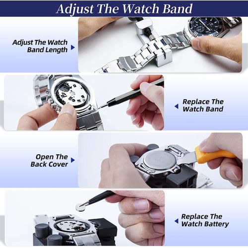 Eventronic Watch Repair Tool Kit, Professional Watch Battery Replacement Kit and Watch Link Removal Kit, Watch Back Removal Tool, Spring Bar Tool Set with Carrying Case and User Manual for Gift