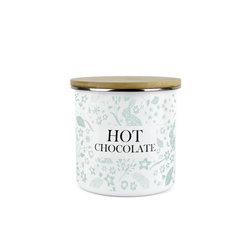 Purely Home Wild Rabbits Hot Chocolate Canister - Green Metal Enamel ...