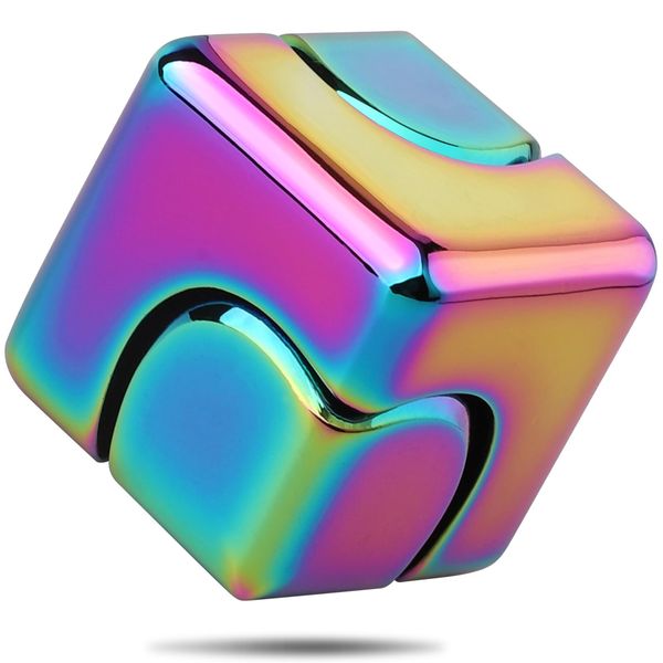 Infinity Fidget Cube Spinner Toy for Kids Adults, Fidget Puzzle Block Hand Figner Spinner Metal, Cool Mini Gadget Stuff Stress Relief Toy for Office Desk Toy, Focus 2 in 1 Spinning for Boy Girl