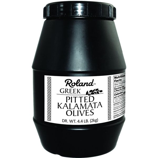 Roland Foods Whole Pitted Kalamata Olives from Greece, Specialty Imported Food, 4.4 Lbs