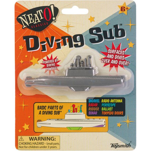 DIVING SUB Baking Soda Powder Submarine Dives/Surfaces Cereal Prize Toy