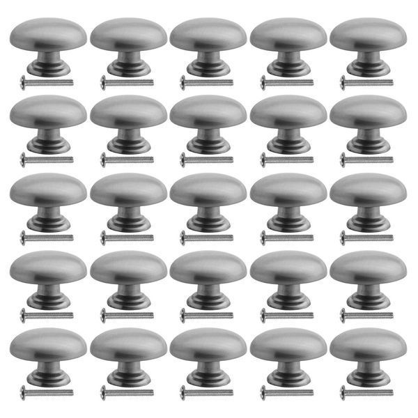 Lot of 25 Designer Kitchen Cabinet Hardware Knob Mushroom Classic Satin Nickle