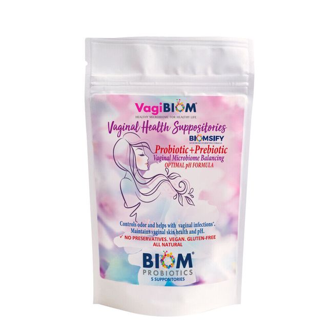 Biom Vaginal Probiotic Suppository Pack (5 Count) - Natural, Reducing Odor,