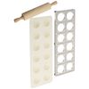 Norpro 3 Piece Ravioli Maker and Press Set with Rolling Pin, Large, White and silver