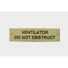 Polished Brass "Ventilator Do Not Obstruct" Narrow Boat Plaque with Black Lettering