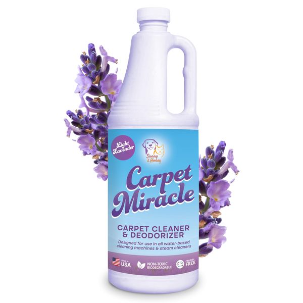 Carpet Miracle - Carpet Cleaner Solution Shampoo for Machine Use, Deep Stain Remover and Odor Deodorizing Formula, Use On Rug Car Upholstery and Carpets (Light Lavender Scent, 32FL OZ)