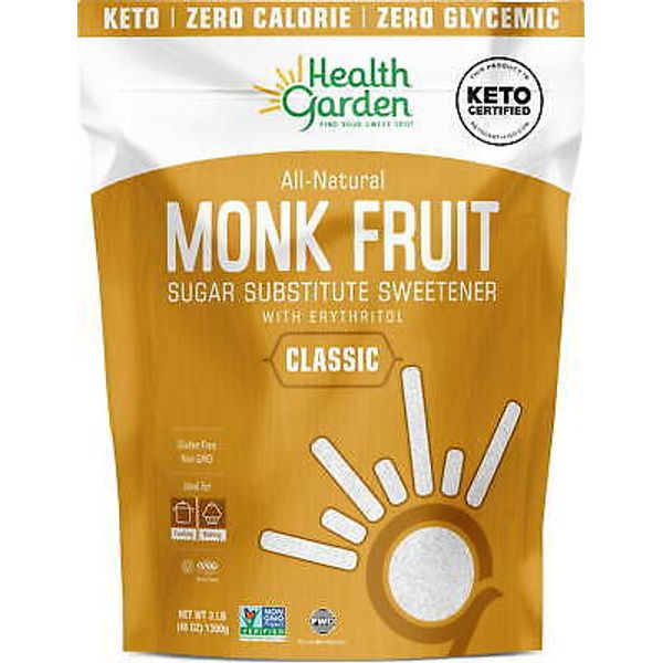 Keto Certified, All Natural Monk Fruit Sugar Substitute Sweetener, 3 lbs