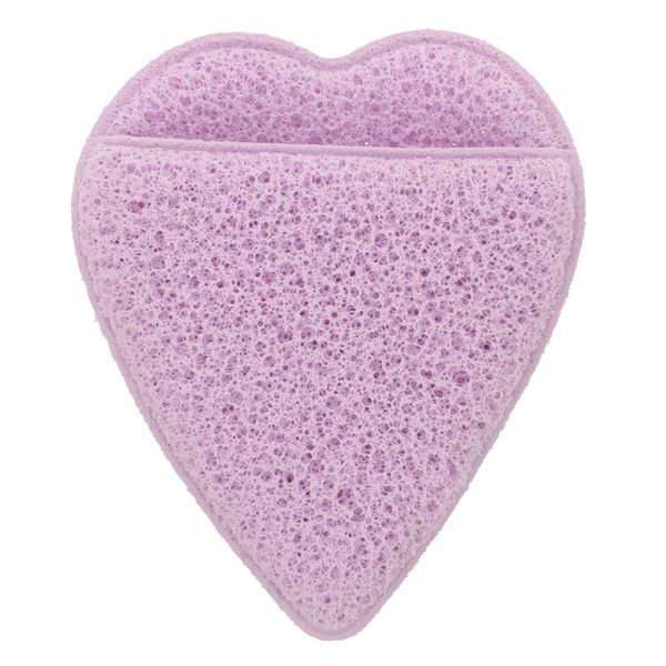 Baluue Compressed Facial Sponge Heart Shaped Exfoliating Face Scrubber Puff Reusable Makeup Remover Cosmetic Spa Sponges for Facial Cleansing Purple