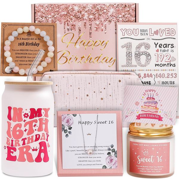 Sweet 16 Gifts For Girls，16th Birthday Gifts For Girls，Sweet Sixteen Gifts For Girls，8 Pieces Unique 16th Birthday Gifts For Daughter, Niece, Granddaughter，16th Gifts For Christmas