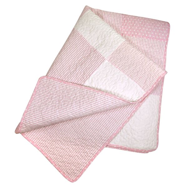 Stephan Baby Heirloom-Quality Pieced Crib Quilt, Pink and White Vintage Dot