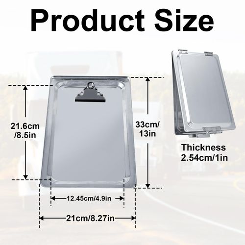 PRINIC 1Pack Truck and Trailer Aluminum Manifest Box Holder with Stainless Steel Hinges and Latch Waterproof Document Holder Kit for Truck and Trailer