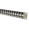 AIXONTEC® Keystone Patch Panel 24 Port/1U Unshielded Black with Cable Management