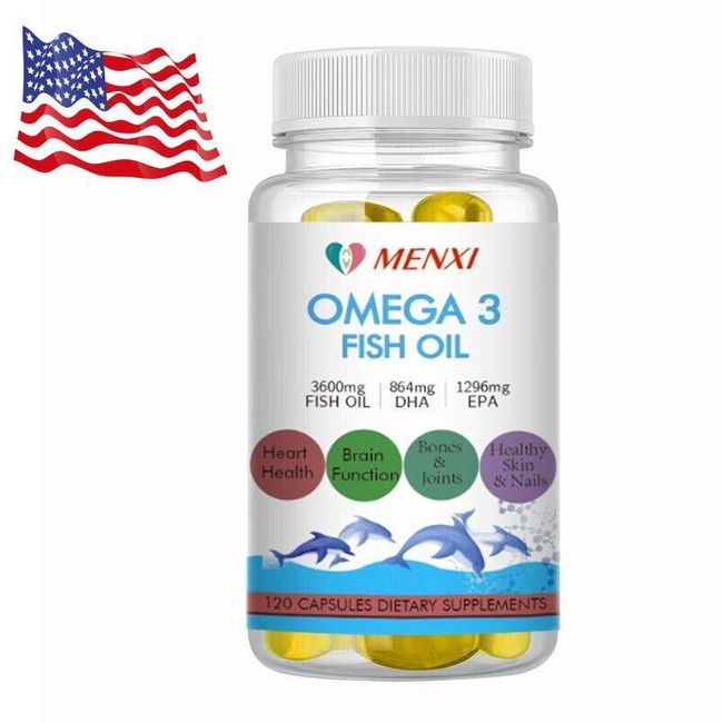 Natural Omega 3 Fish Oil Capsules 3x Strength 3600mg EPA & DHA,Highest Potency