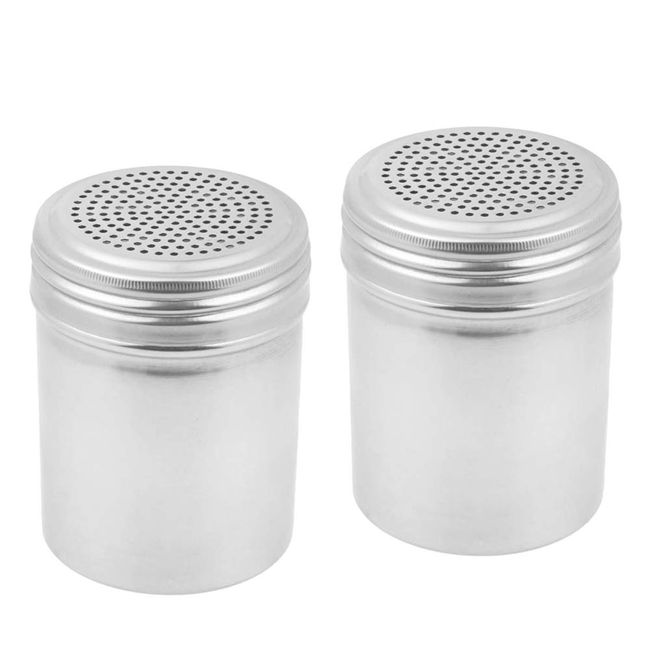 (Set of 2) Dredge Shakers 10 Oz, Stainless Steel Spice Shakers for Baking/Cooking