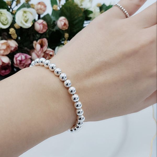 (all 925 silver) 6mm silver ball bracelet