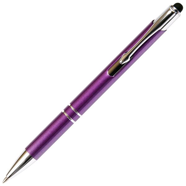 Purple JJ Ballpoint Pen with Stylus - Black Ink Refill, Medium Tip Point