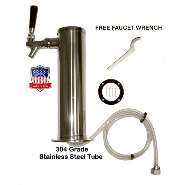 Single Tap Draft Beer Tower - Stainless Steel D4743ST-
