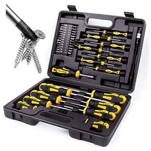 Magnetic Screwdrivers Set with Case,  42-piece Includs Slotted, Phillips, Hex,