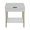 Whitman White Wood and Brass Square End Table