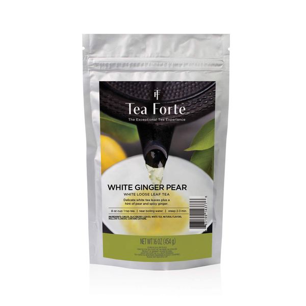 Tea Forte White Ginger Pear Loose Bulk Tea, 1 Pound Pouch, White Tea Tea Makes 160-170 Cups