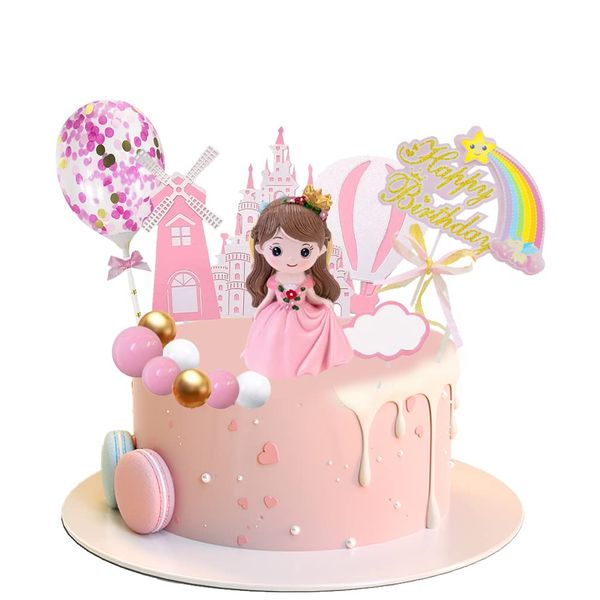 Prinzessin Cake Topper,14 Pcs Mädchen Puppe Kuchen Dekoration,Prinzessinnen Tortendeko,Baby Shower Deko Girl für Jungen und Mädchen Dusche Kuchen Dekoration Hochzeit Geburtstag Party Dekorationen