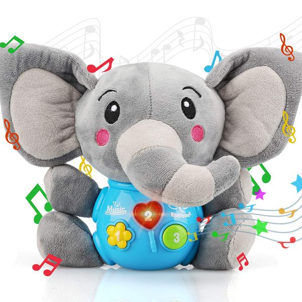 STEAM Life Baby Toys 3-6 Months Baby Boy Gifts Musical Toys Plush Elephant Infant Toys 0-6 6-12 Month Light Up Stuffed Aminal Baby Boy Toys Newborn Toys for Baby Toddler Boy Girl