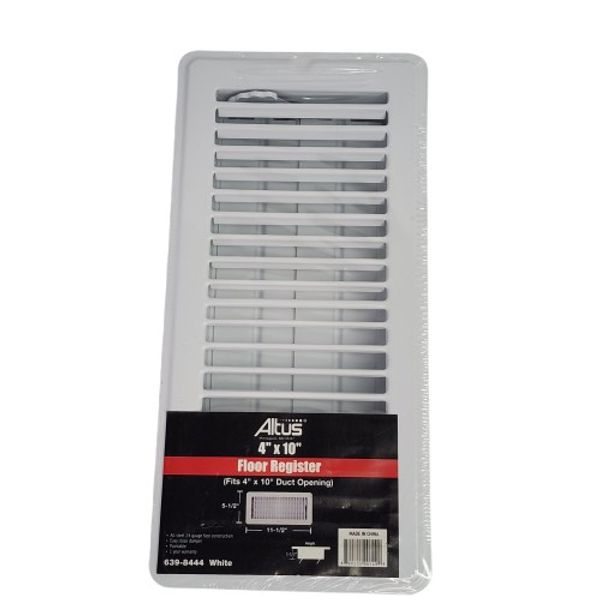 Floor Register Vent Cover Diffuser Close Damper Fits 4"x10" Duct Size Open Metal