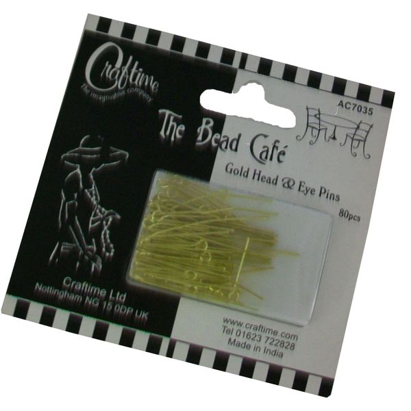 The bead cafe head and eye pins, gold
