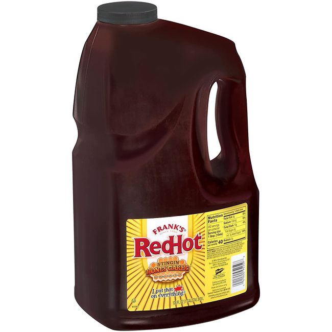 Frank's RedHot Stingin' Honey Garlic Sauce, 1 gal - One Gallon Bulk Container of Stingin' Honey Garlic Sauce for Entrees, Sides, Veggies, Wings, Bar Bites, and Dipping Sauces