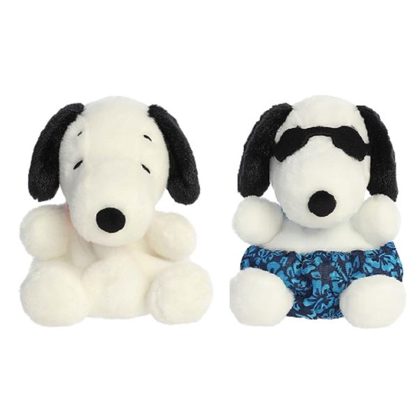 Aurora 2 Piece Peanuts Palm Pal Plush Bundle, Snoopy and Surfer Snoopy, 5"