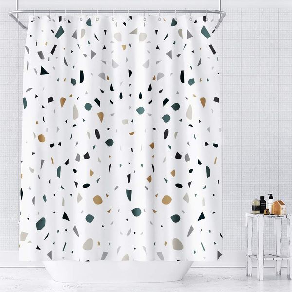 AceList Shower Curtain 180x180 cm, Anti-Mould Shower Curtain/Bath Curtain, Waterproof, Washable, Weighted Hem with 12 Shower Curtain Rings