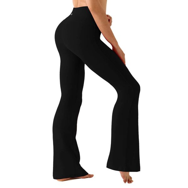 BUBBLELIME 29"/31"/33"/35"/37" 4 Styles Women's High Waist Bootcut Yoga Pants - Basic Nylon_Black XXL-37 Inseam