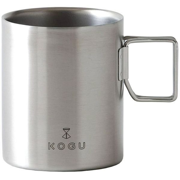 KOGU 42165 Tsubame Sanjo Mug, Double Wall Mug, 11.2 fl oz (330 ml), Made in Japan, Stainless Steel, Dishwasher Safe, Folding Handle, Hollow Double Layer Construction, Camping, Outdoor Activities