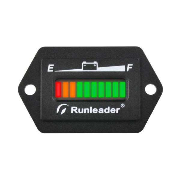 Runleader 12/24V Battery Fuel Gauge Meter,Battery Level Meter,Lead Acid Battery Applicably,Single & Multiple Screen Display for Golf Cart Club Car Forklift Scrubber Machine (12/24V)