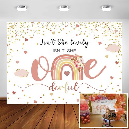 Avezano Boho Rainbow First Birthday Backdrop for Girl Pastel Rainbow 1st Birthday Decorations Photography Background Little Miss Onederful Boho Party Photoshoot Party Decorations (7x5ft)