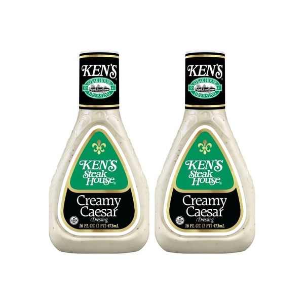 Ken’s Steakhouse Dressing, Creamy Caesar Dressing, Gluten Free Dressing for Salads or Spreads, 16 FL OZ Bottle (Pack of 2 Bottles)