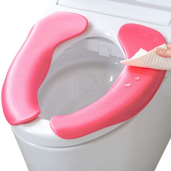 OKA Easy Wiping Toilet Seat Cushion, Pink (PVC Absorption Toilet Seat Seat), 15.7 x 13.0 x 1.2 inches (40 x 33 x 3 cm)