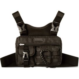 Fitdom Tactical Inspired Sports Utility Chest Pack. Chest Bag For Men With  Built-In Phone Holder. This EDC Rig Pouch Vest is Perfect For Workouts,  Cycling & Hiking Black Vest Fit