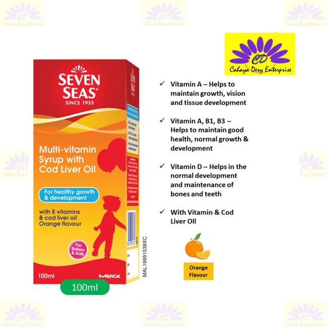 SEVEN SEAS Multivitamin + Cod Liver Oil Syrup 100ml. *BENEFITS* - Improves  Appetite - Improves Memory - Strengthens Bones & Teeth - Boosts the  Immune, By Seven Seas Pharmacy