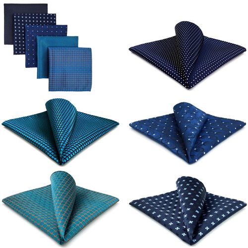 SHLAX&WING 5 Pieces Assorted Mens Silk Pocket Square Handkerchiefs Set 20